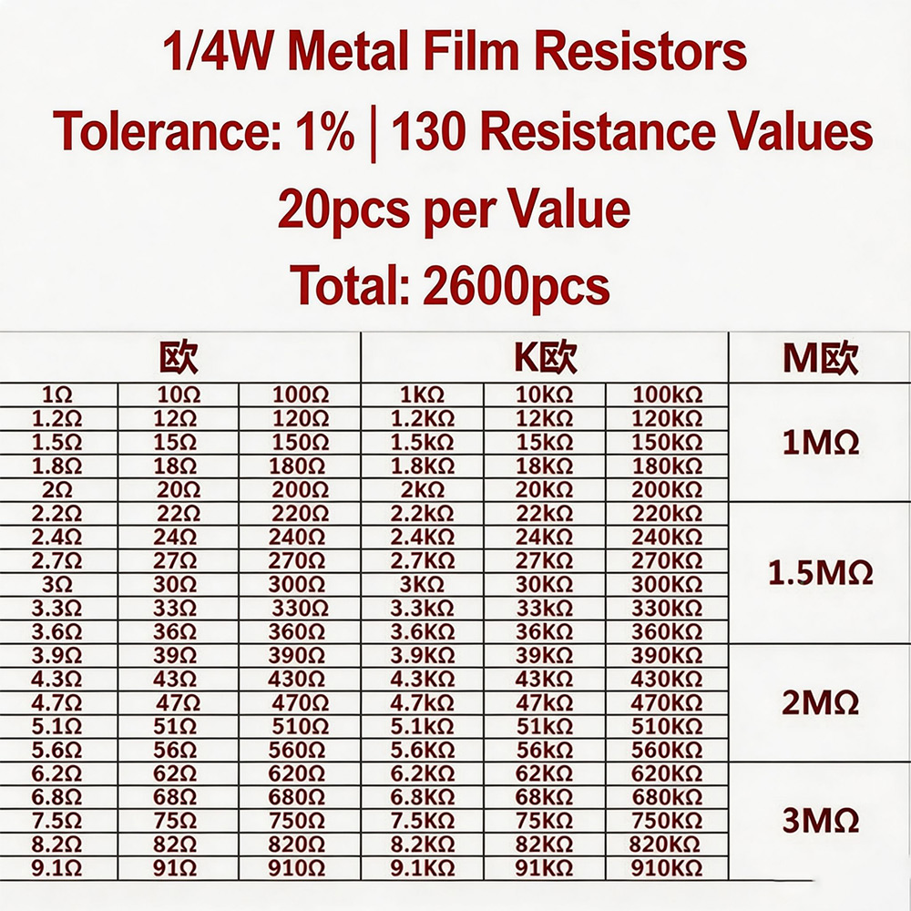 2600pcs Metal Film Resistors A - đánh giá và giá Diy Electronics Components Kit